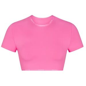SKIMS COTTON LOGO SUPER CROPPED TSHIRT PINK XS